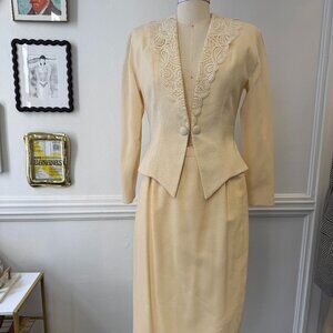 Vintage E.R Gerard for Renlyn Bridal Elopement Wool Jacket Skirt Suit Size 2P